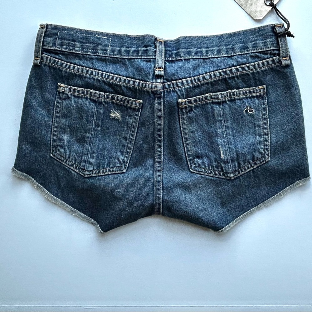 🌸NWT Rag & Bone Jean Shorts. Blue/White w/ Chevron/Diagonal Pattern.  Size: 24 - Picture 2 of 9